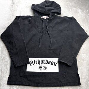 RICHARDSON Hoodie Men’s Small DRUG RUG Woven Black Hoodie Print Boxy RARE Mexico